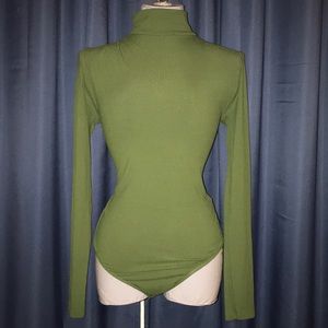 TOPSHOP Ribbed Green Bodysuit